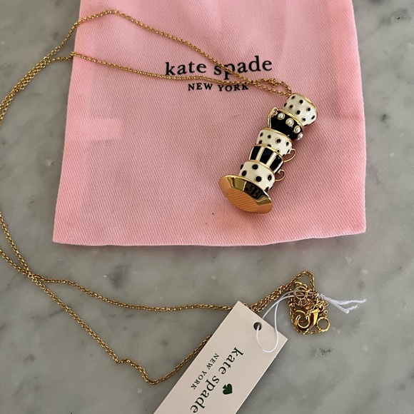 NWT KATE SPADE Alice in Wonderland Stacked Teacup Pendant Necklace Tea Time - Picture 6 of 9